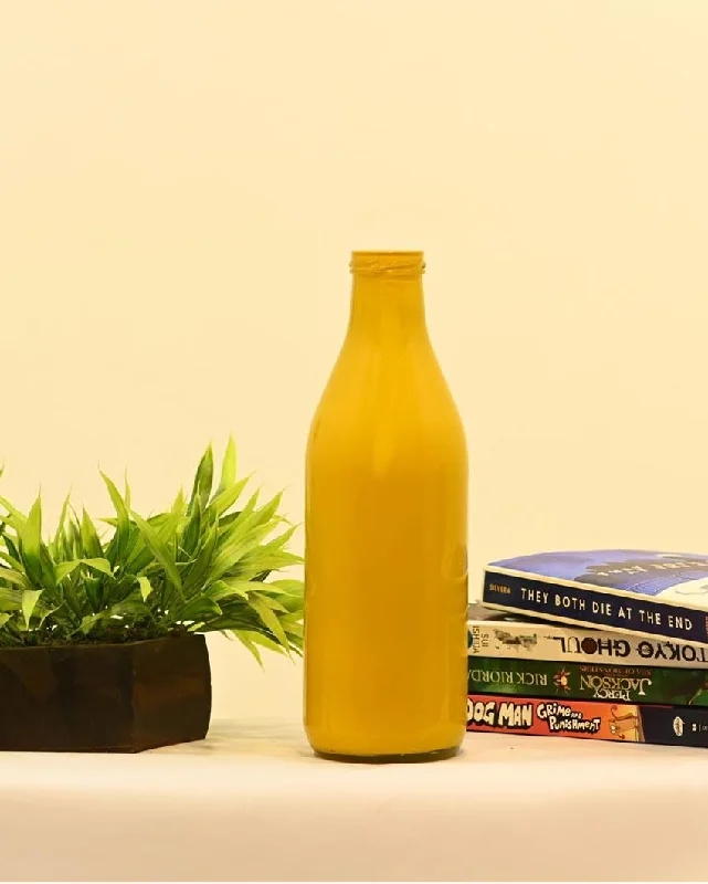 Cheerful Yellow Glass Pot Without Flower | 1000 ML | 10 x 3 inches