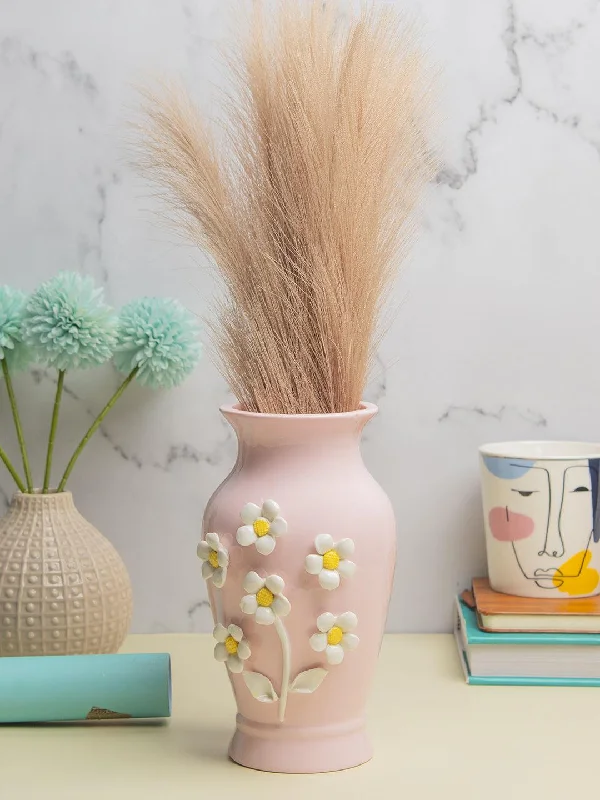 Pear Shape Pink Ceramic Vase with Lily Flowers