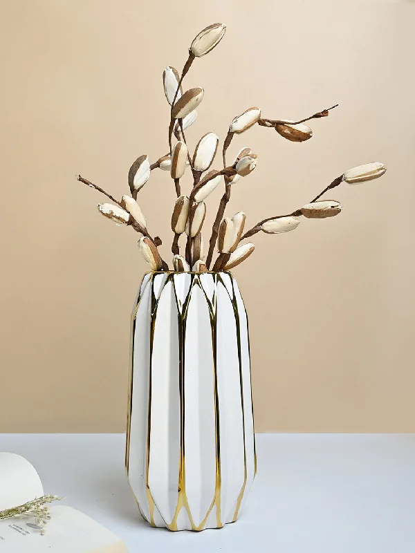 White and Gold Ceramic Vase