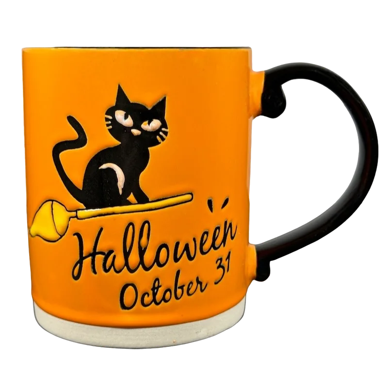 Black Cat Riding A Broom Halloween October 31 Mug Spectrum Designz