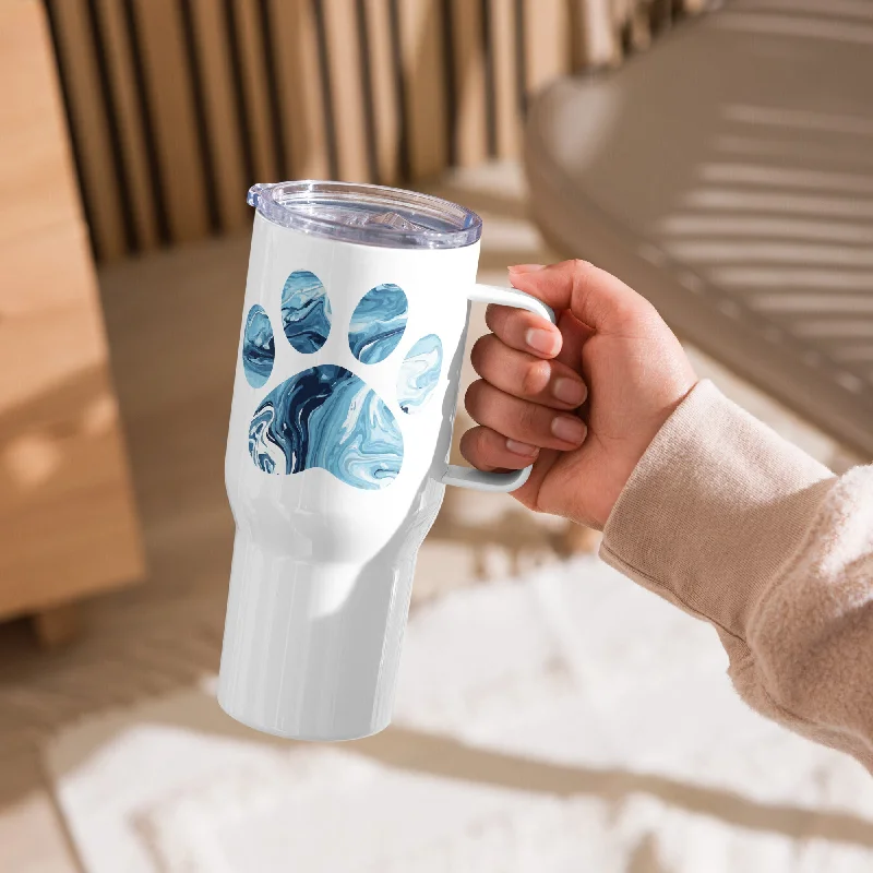 Marbled Paw 25oz Handle Tumbler Travel Mug