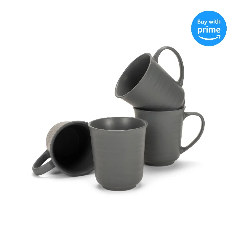 Elanze Designs Black Matte Glaze Finish 17 ounce Stoneware Coffee Cup Mugs Set of 4