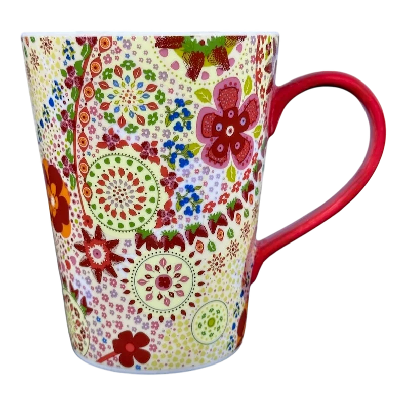 Strawberries Floral Red 13oz Mug 2007 Starbucks