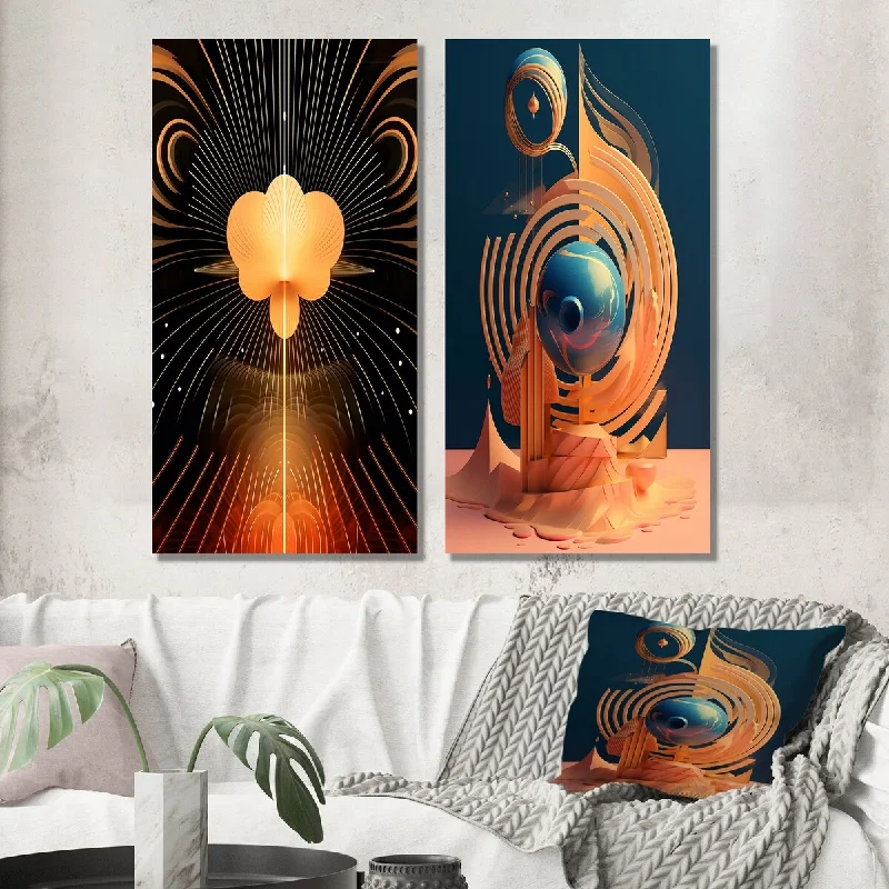 Designart "Geometry Of Awareness Futuristic Minimalism" Modern Geometric Wall Art Set of 2 Modern Wall Art For Bedroom