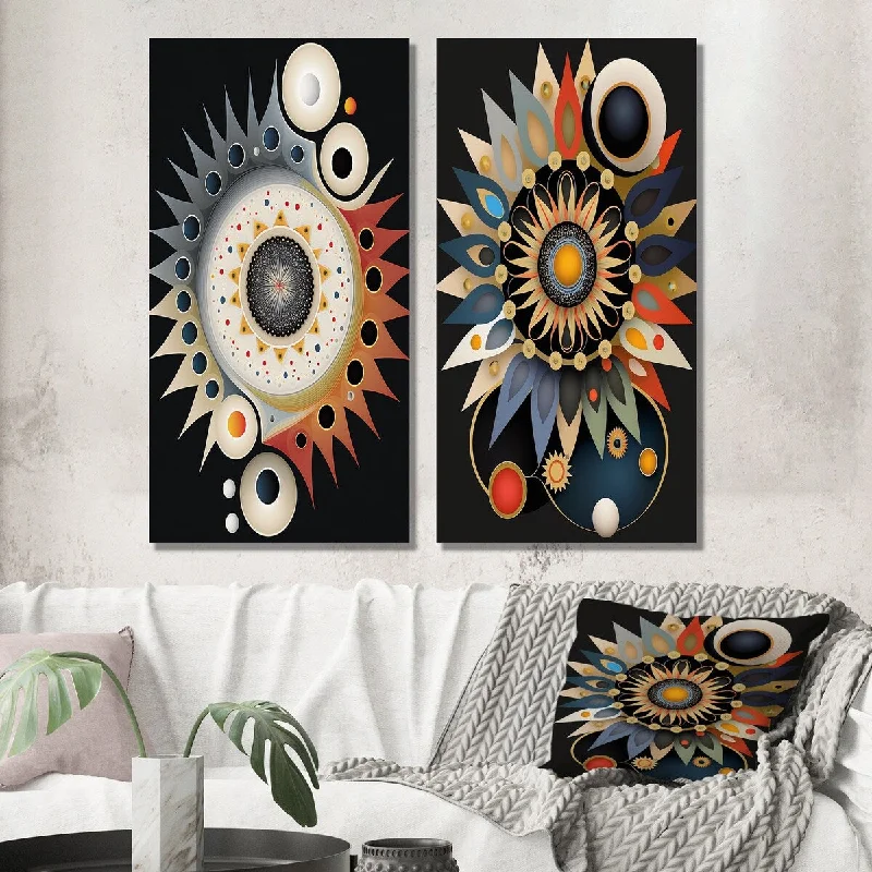 Designart "Highway To Enlightenment Spiritual Geometrics IV" Modern Wall Art Set of 2 - Modern Wall Art For Bedroom