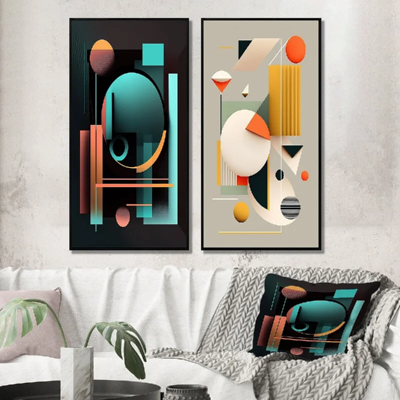 Designart "Minimal Bauhaus Dimensions II" Modern Geometric Wall Art Décor - Modern Gallery Wall Set For Home Decor