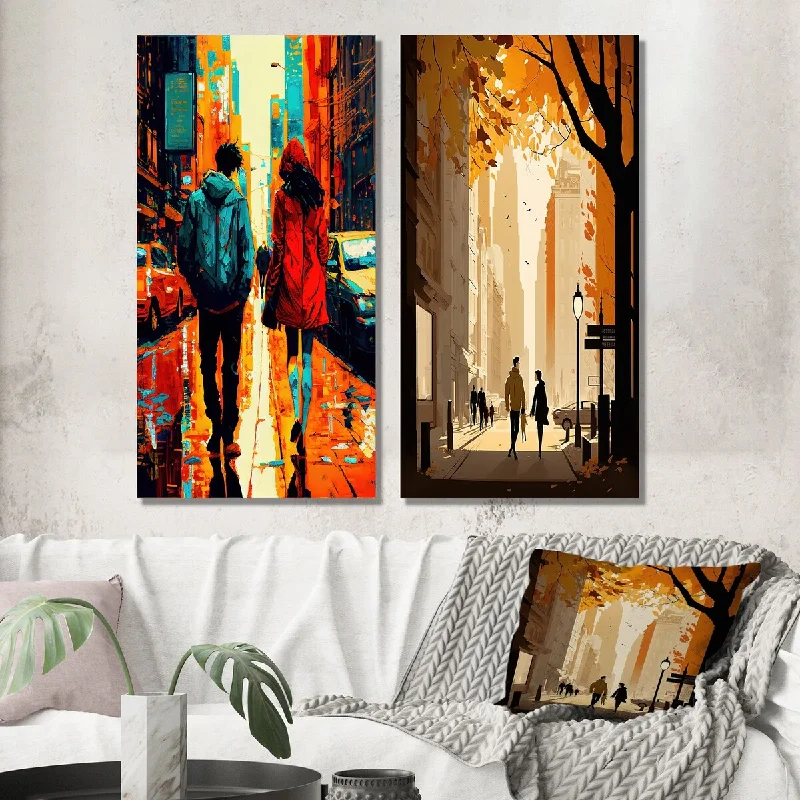 Designart "New York Love I" City New York Wall Art Set of 2 - Traditional Wall Art For Bedroom