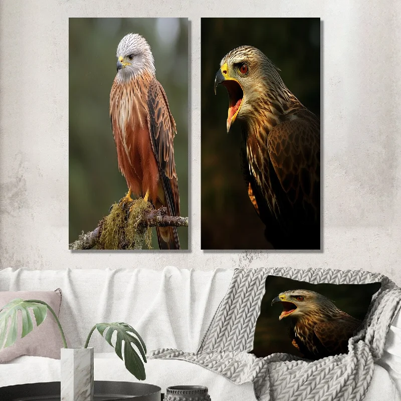 Designart "Portrait Of Eagle Nature Photography I" Animals Eagle Wall Art Set of 2 Children's Art Wall Art For Bedroom