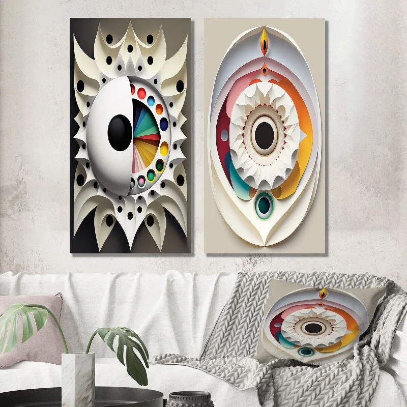 Designart "Sceance Ethereal Visions IV" Modern Geometric Wall Art Set of 2 - Modern For Office Decor