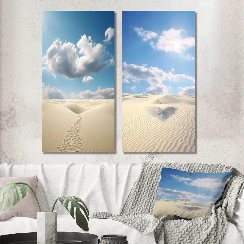 Designart "The Heart Of The Desert V" Beach Wall Art Set of 2 - Coastal Gallery Set For Office Decor