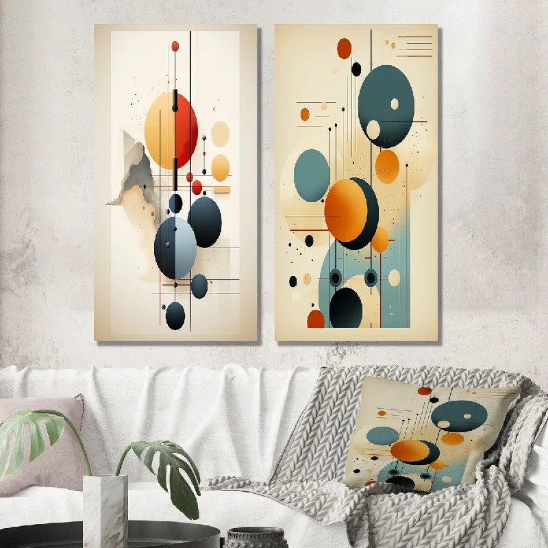 Designart "The Mystery Of Love Flow Vintage Geometrics III" Modern Wall Art Set of 2 - Modern Wall Art For Bedroom