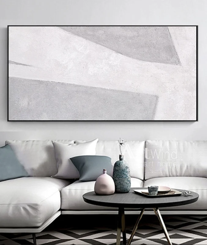 Oversized Minimalism Art White Gray Modern Indoor Neutral Decor Art Painting DP051