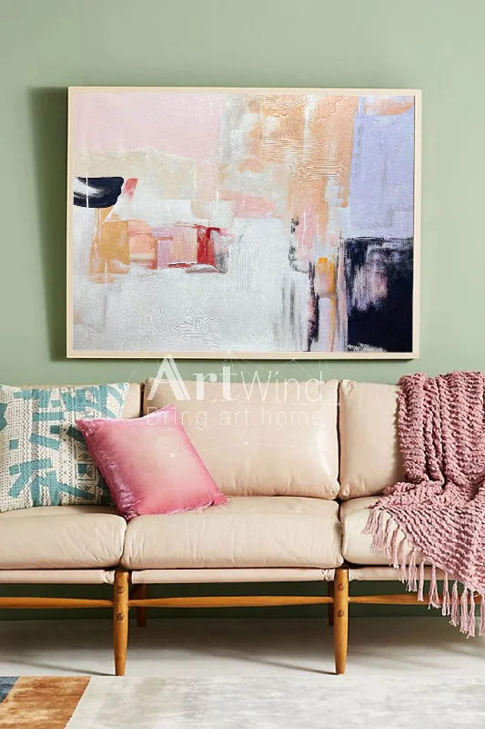 Pink White Orange Abstract Painting For Living Room Dp048