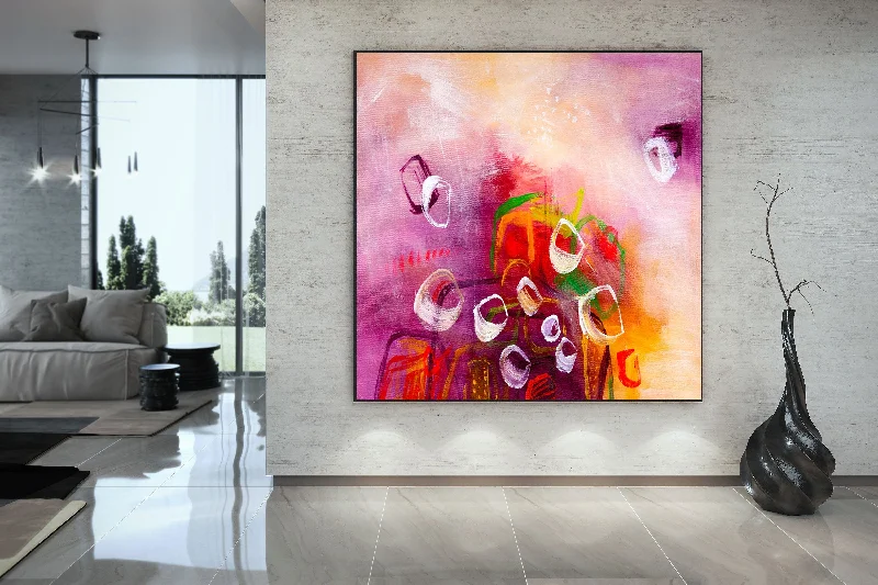 Purple Red Yellow Large Abstract Art Dining Room Painting Art Dp015