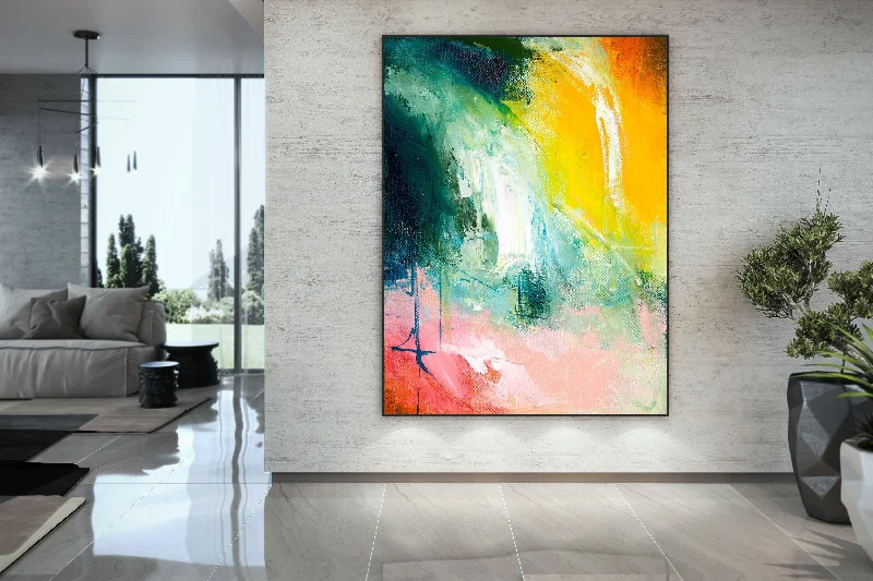 Red Green Yellow Abstract Painting Modern Decor Custom Art Bp107