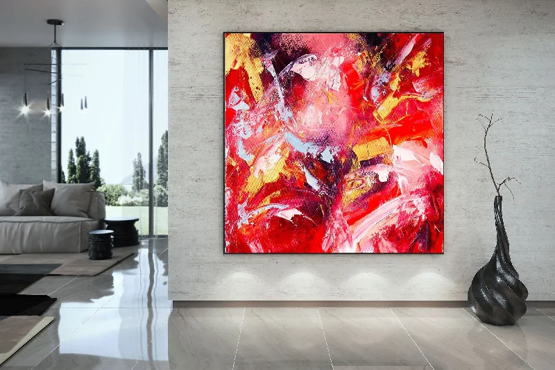 Red Yellow Abstract Painting Large Wall Art Dining Room Dp013