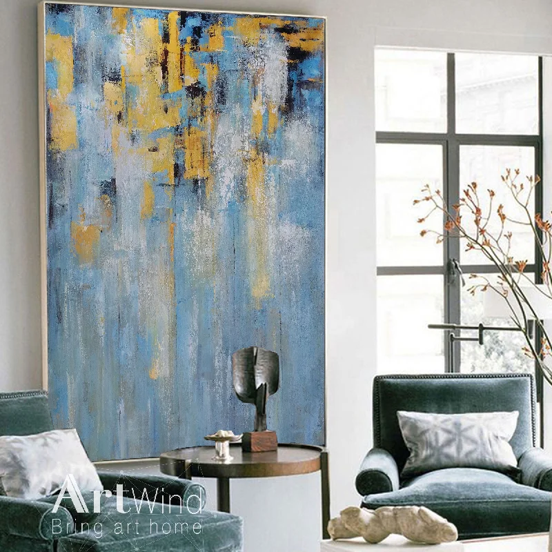 Sky Blue Abstract Large Sea Abstract On Living Room Decor Dp059