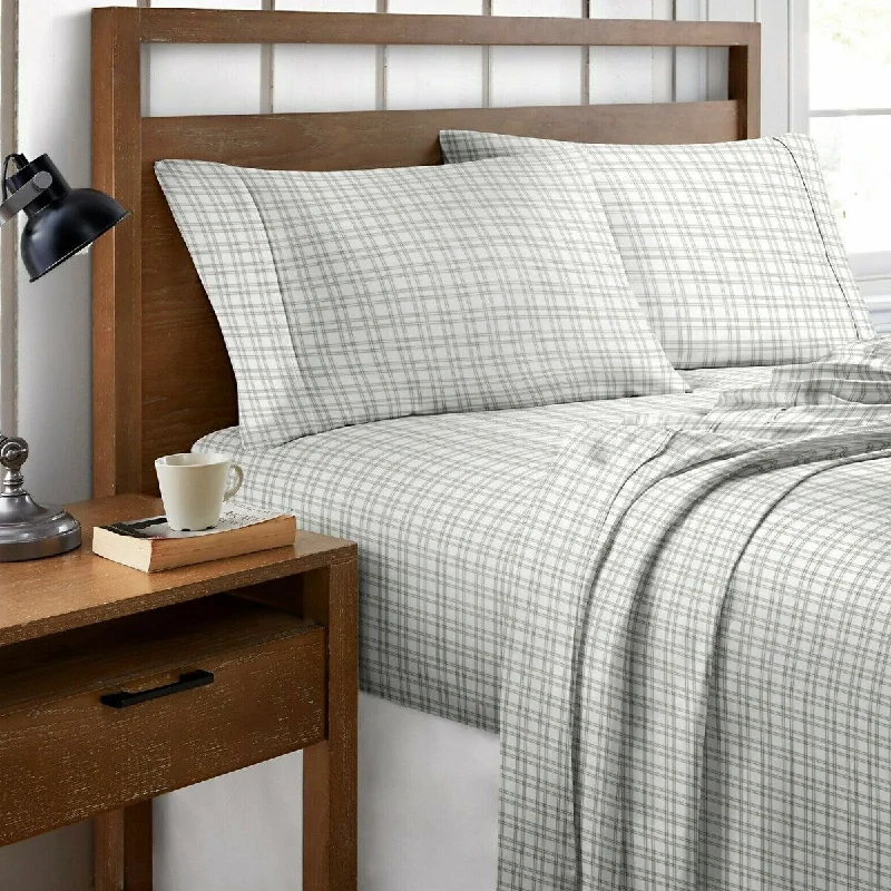 4 Piece Cotton Printed Sheet Set Full Plaid