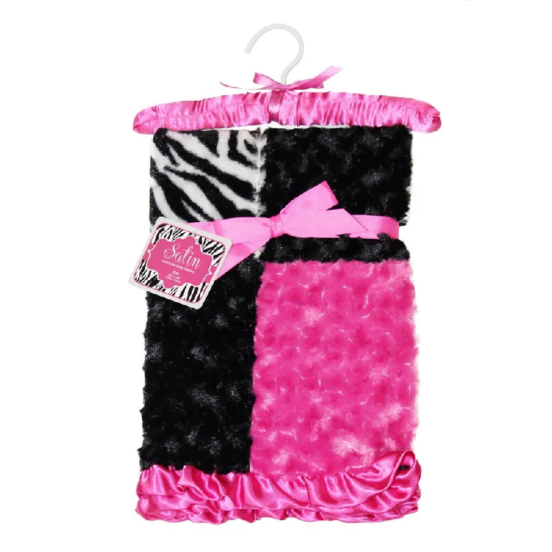 Animal Satin Patchwork Baby Blanket in Pink