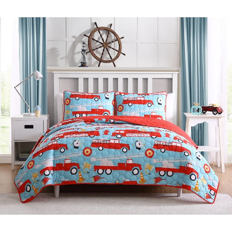 Asher Home Kid's Fire Truck Lane Quilt Set