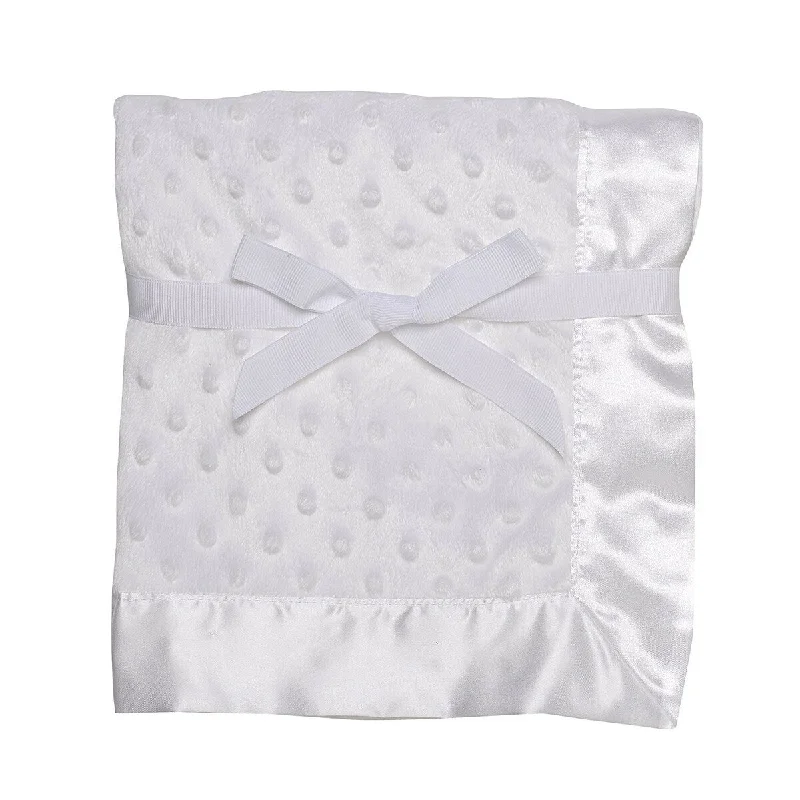 Baby Starters Textured Dot Blanket with Satin Trim, Creamy White 30" x 40"