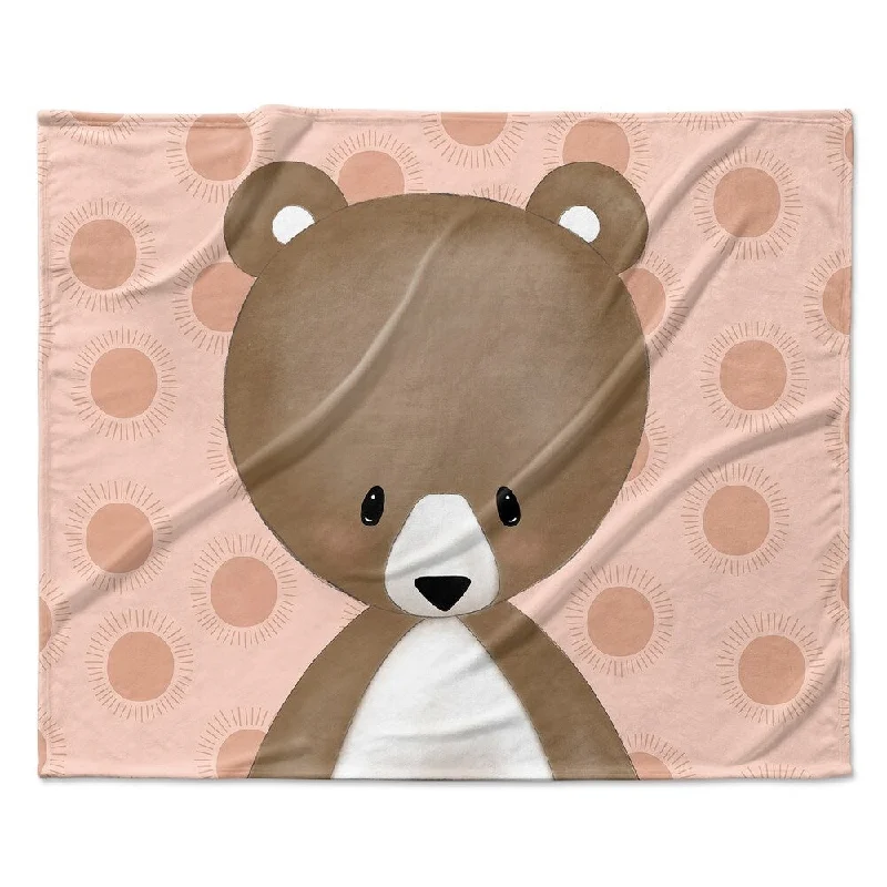 BEAR SOFT CORAL Ultra Soft Baby Blanket By Kavka Designs - 40X30