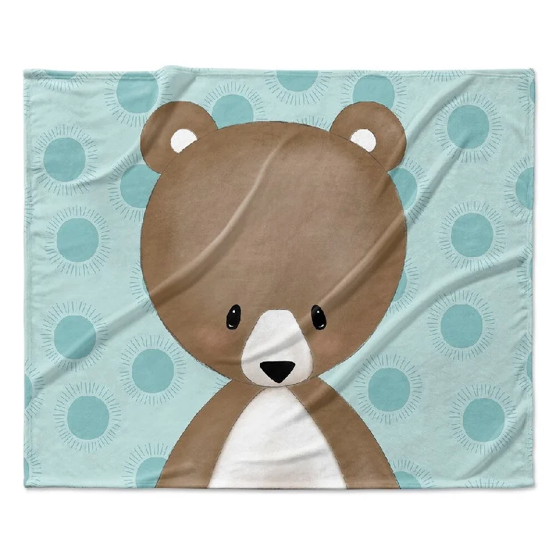 BEAR TEAL Ultra Soft Baby Blanket By Kavka Designs - 40X30