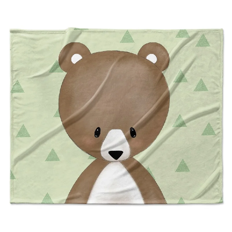 BEAR TRIANGLE BABY GREEN Ultra Soft Baby Blanket By Kavka Designs - 40X30