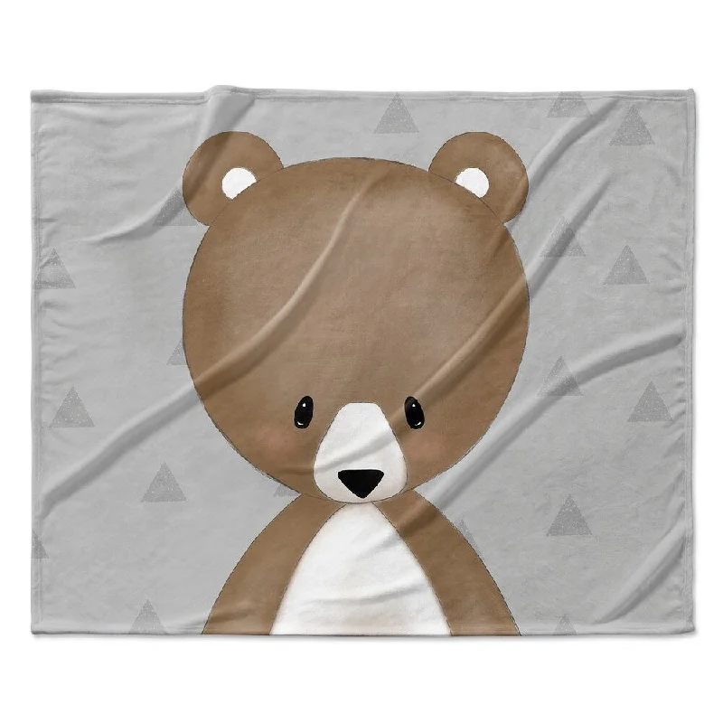 BEAR TRIANGLE GREY Ultra Soft Baby Blanket By Kavka Designs - 40X30