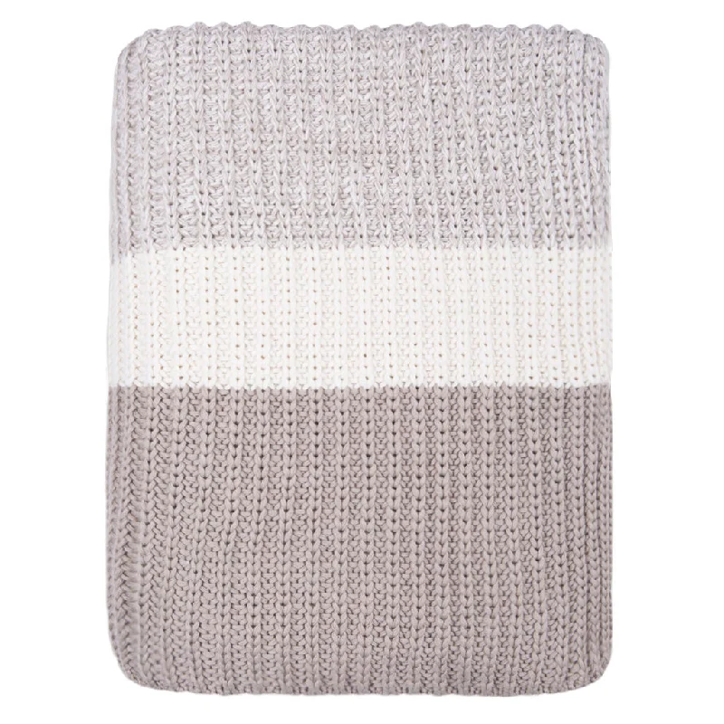 Beige Banded Edge Throw