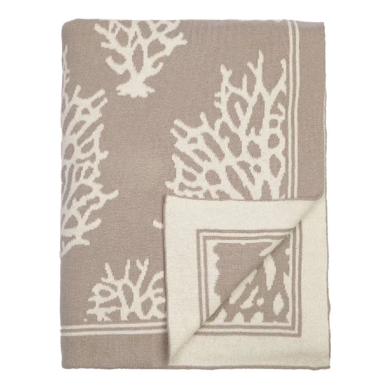 Beige Reef Reversible Patterned Throw