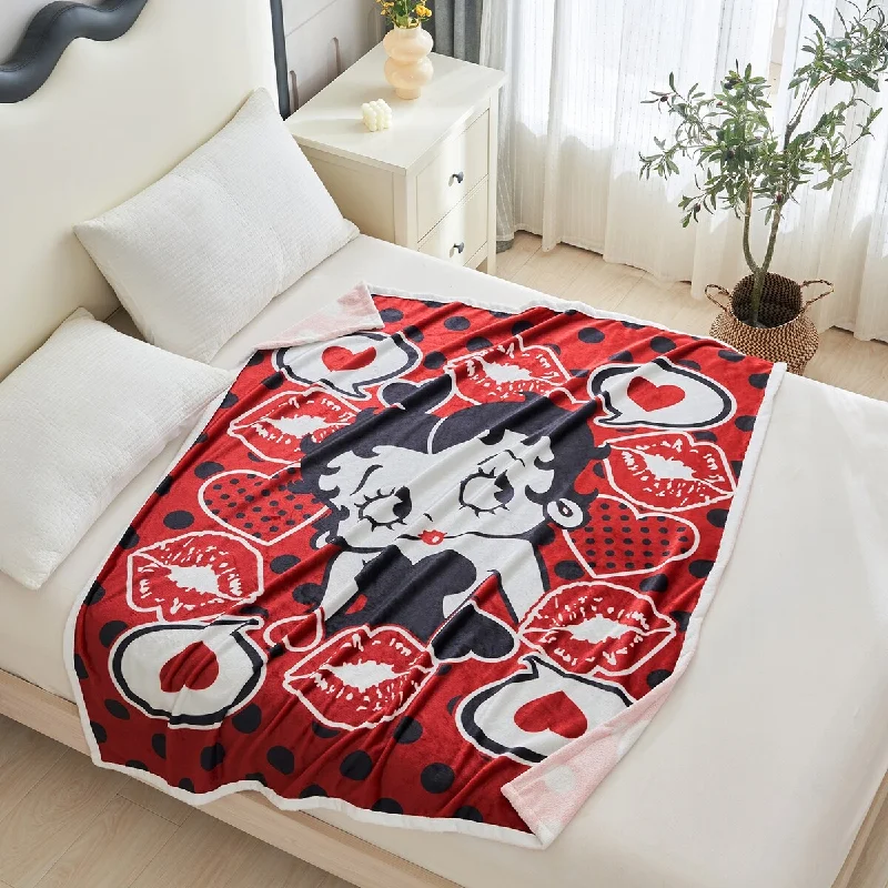 Betty Boop Super Soft Fleece Plush Throw Blanket 50"x60", 60"x80"