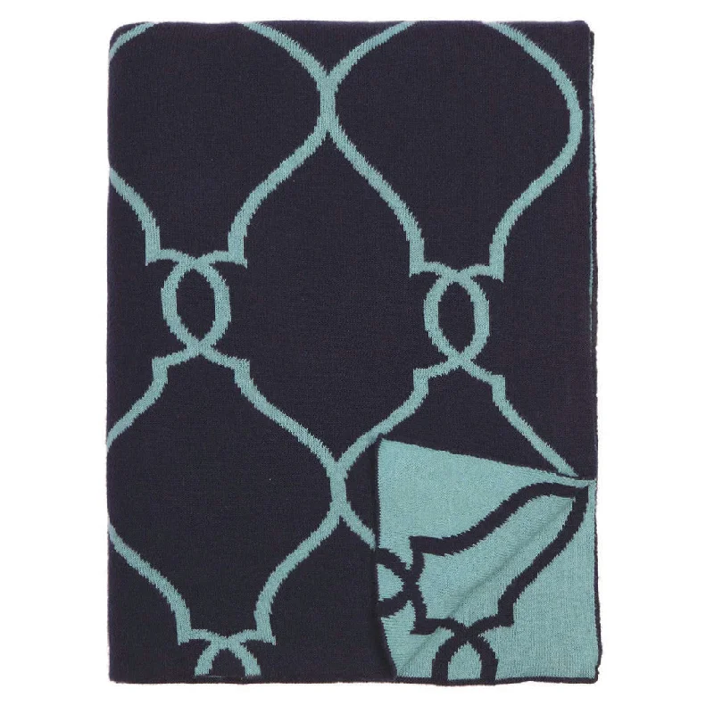 Blue Lattice Reversible Patterned Throw