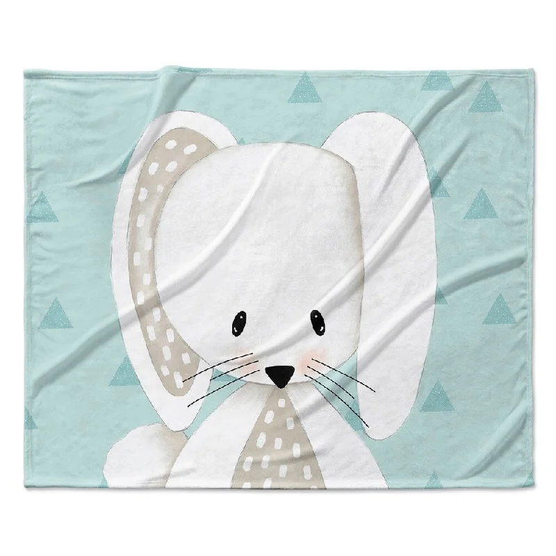 BUNNY 2 TRIANGLE TEAL Ultra Soft Baby Blanket By Kavka Designs - 40X30