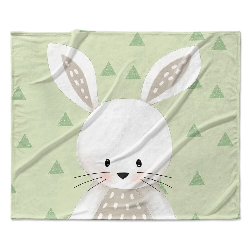 BUNNY TRIANGLE BABY GREEN Ultra Soft Baby Blanket By Kavka Designs - 40X30