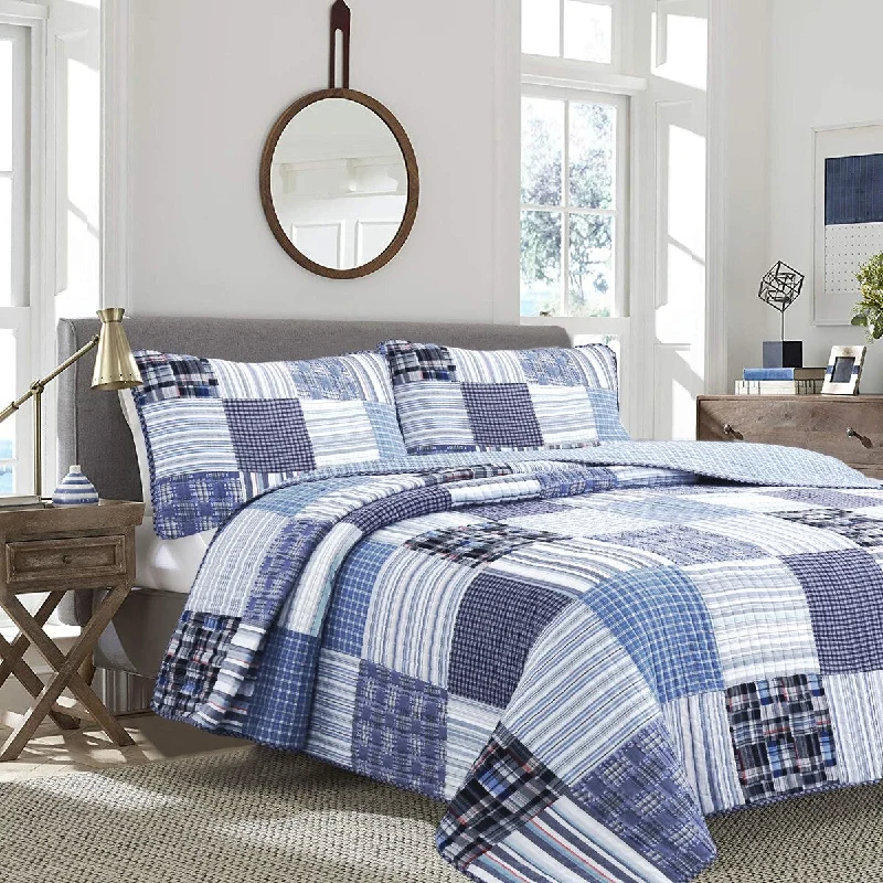 Copper Grove Stornoway Plaid Denim Patchwork Quilt Bedding Set