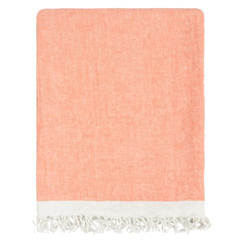 Coral Solid Linen Throw