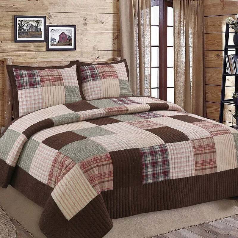 Cozy Line Brody Plaid Patchwork Reversible Quilt Bedding Set