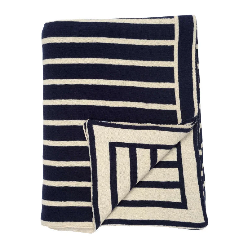 Dark Navy Beach Stripes Throw