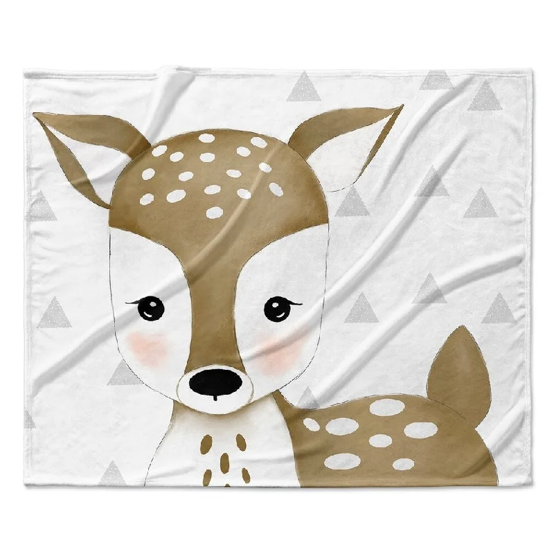 DEER TRIANGLE WHITE Ultra Soft Baby Blanket By Kavka Designs - 40X30