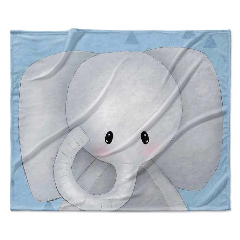 ELEPHANT TRIANGLE BLUE Ultra Soft Baby Blanket By Kavka Designs - 40X30