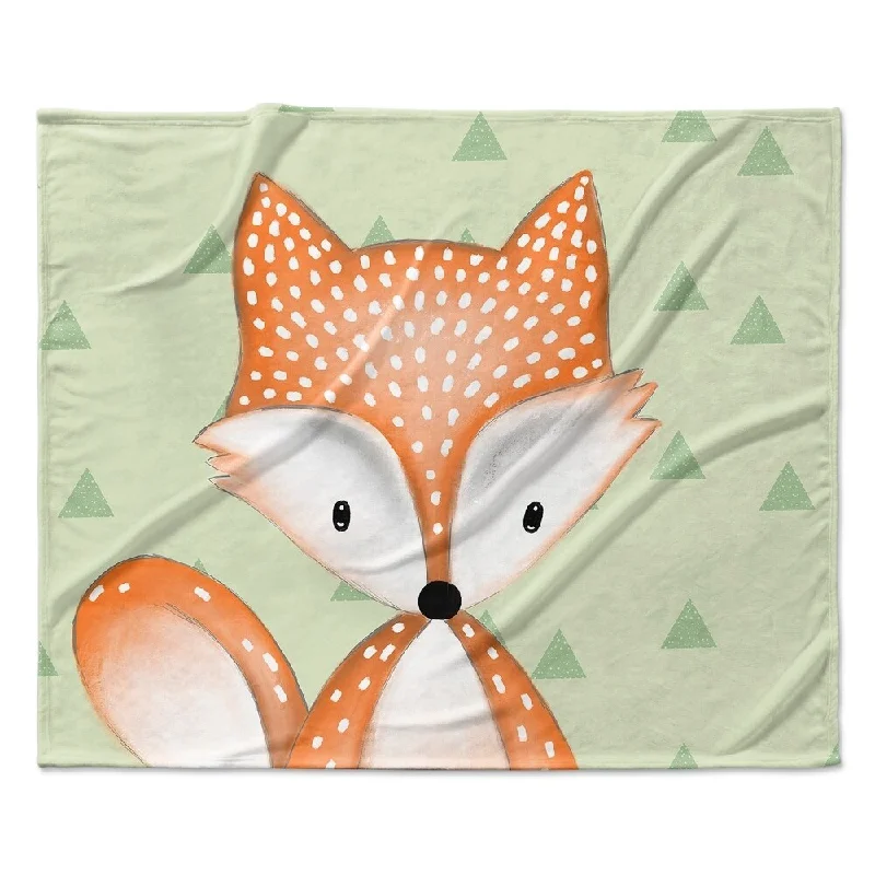 FOX TRIANGLE BABY GREEN Ultra Soft Baby Blanket By Kavka Designs - 40X30