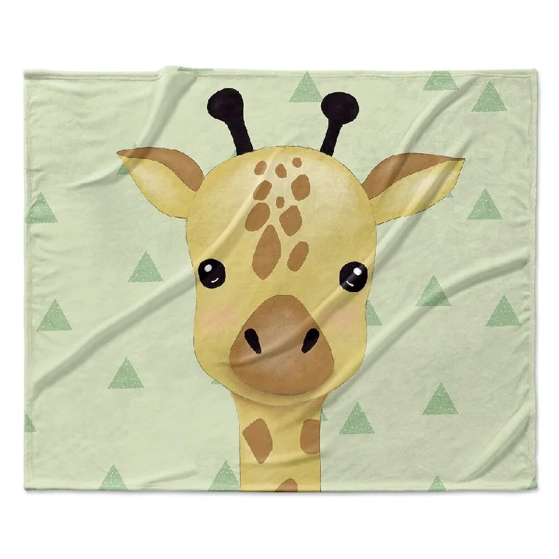 GIRAFFE TRIANGLE BABY GREEN Ultra Soft Baby Blanket By Kavka Designs - 40X30