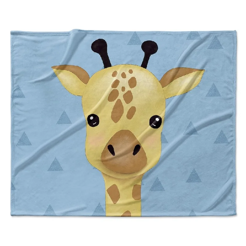 GIRAFFE TRIANGLE BLUE Ultra Soft Baby Blanket By Kavka Designs - 40X30