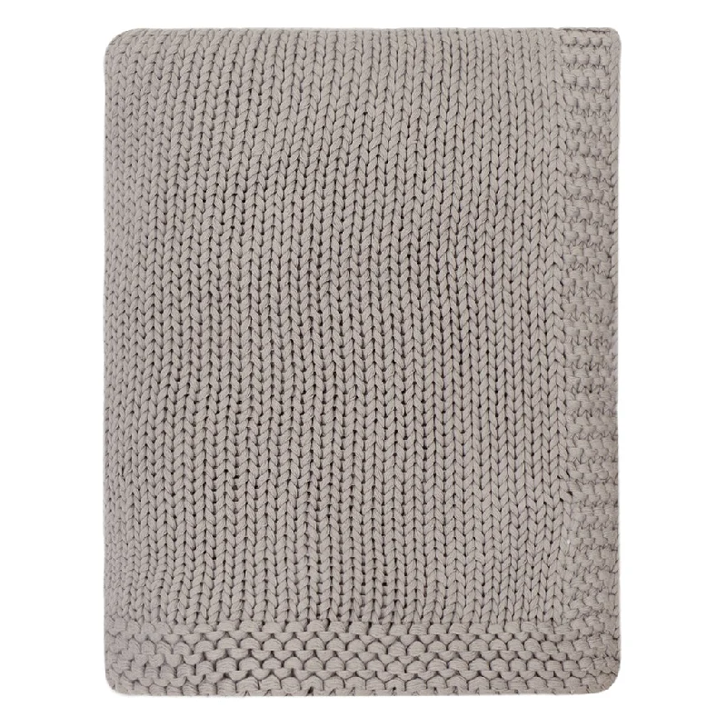 Grey Border Knotted Throw