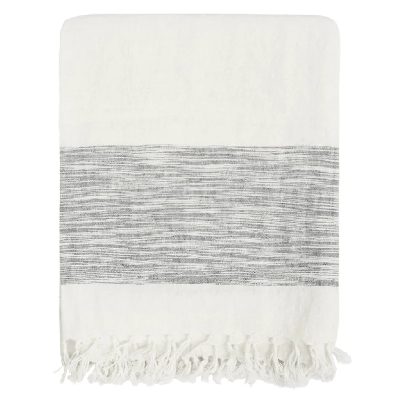 Grey Colorblock Linen Throw