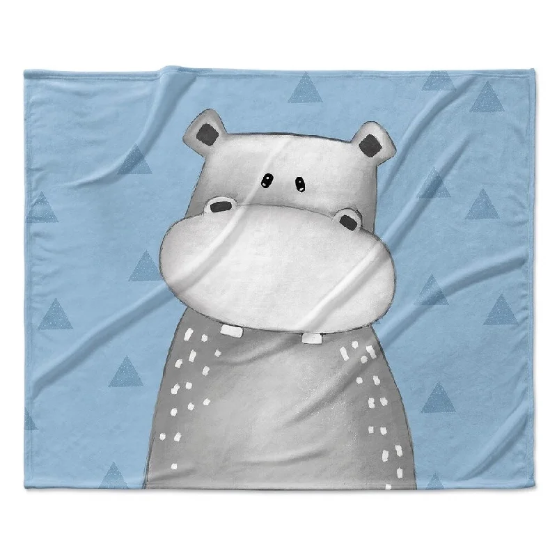 HIPPO TRIANGLE BLUE Ultra Soft Baby Blanket By Kavka Designs - 40X30