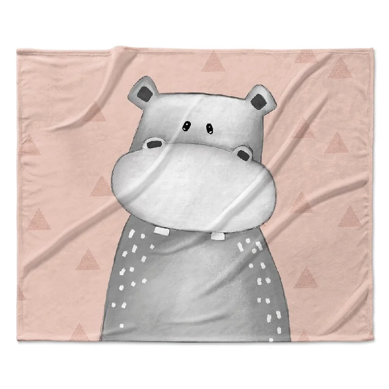 HIPPO TRIANGLE BLUSH Ultra Soft Baby Blanket By Kavka Designs - 40X30