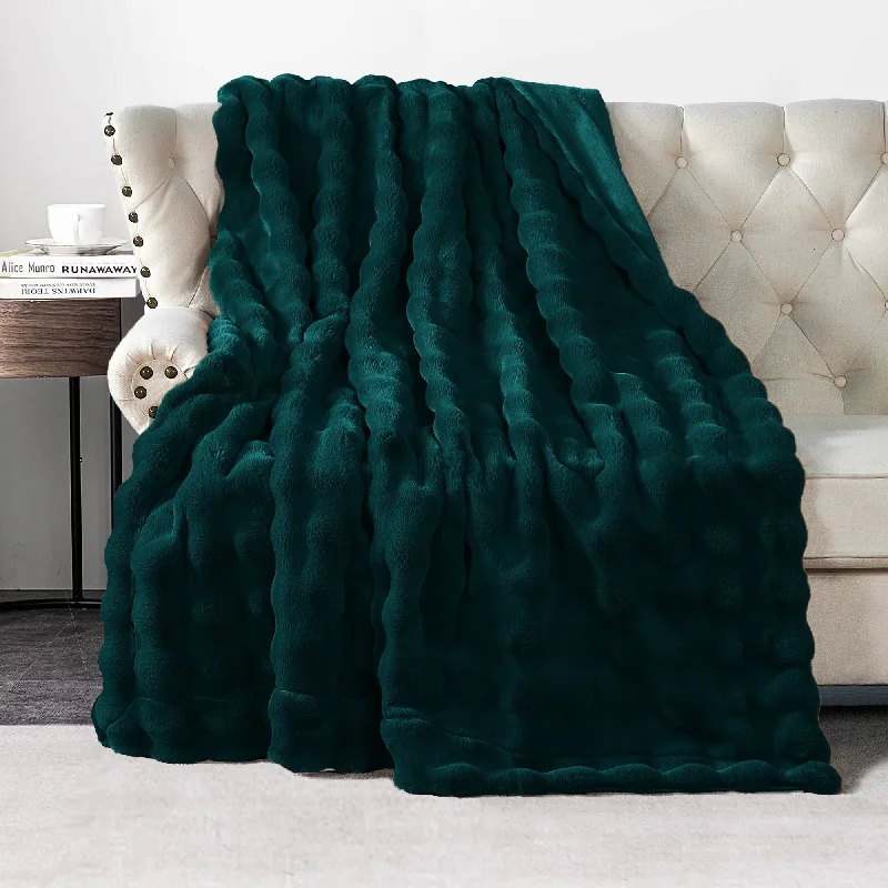 Home Soft Things Bubble Textured FauxFur Throw Cozy Soft Blankets