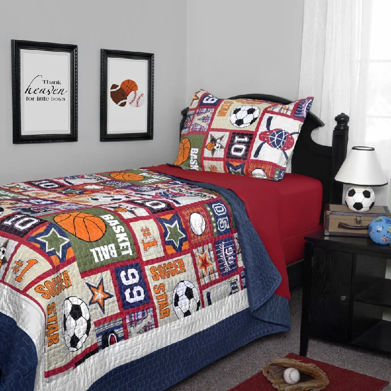 Journee Home Kid's Dream Sport Printed 2-Piece Quilt Set - Orange